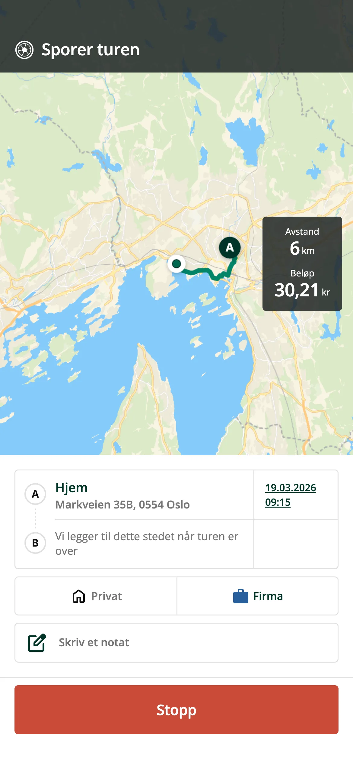Automatisk registrering av reiser
